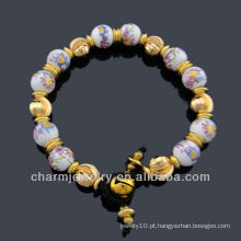 Mão Crafted Estilo Vintage Porcelana Beads Pulseira Vners BC-001